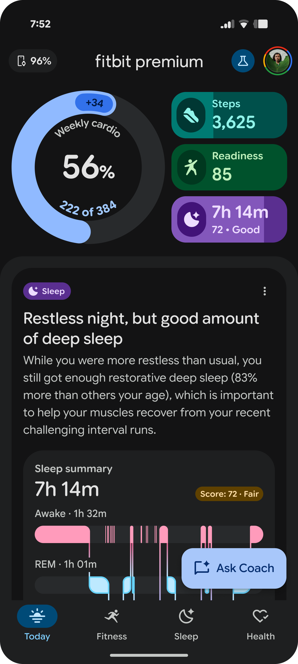 a screenshot of what the daily Fitbit check in will look like