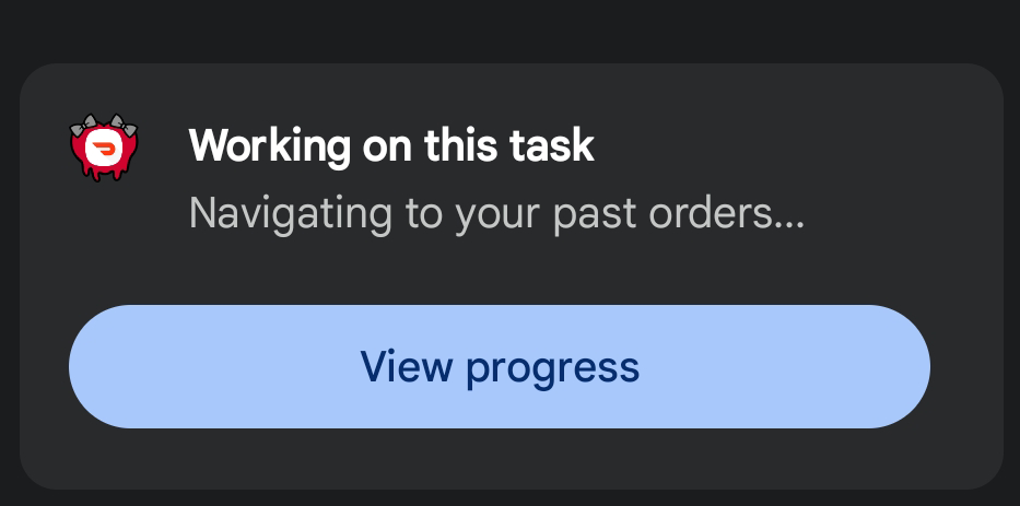 a screenshot showing Gemini working on a task in the background 