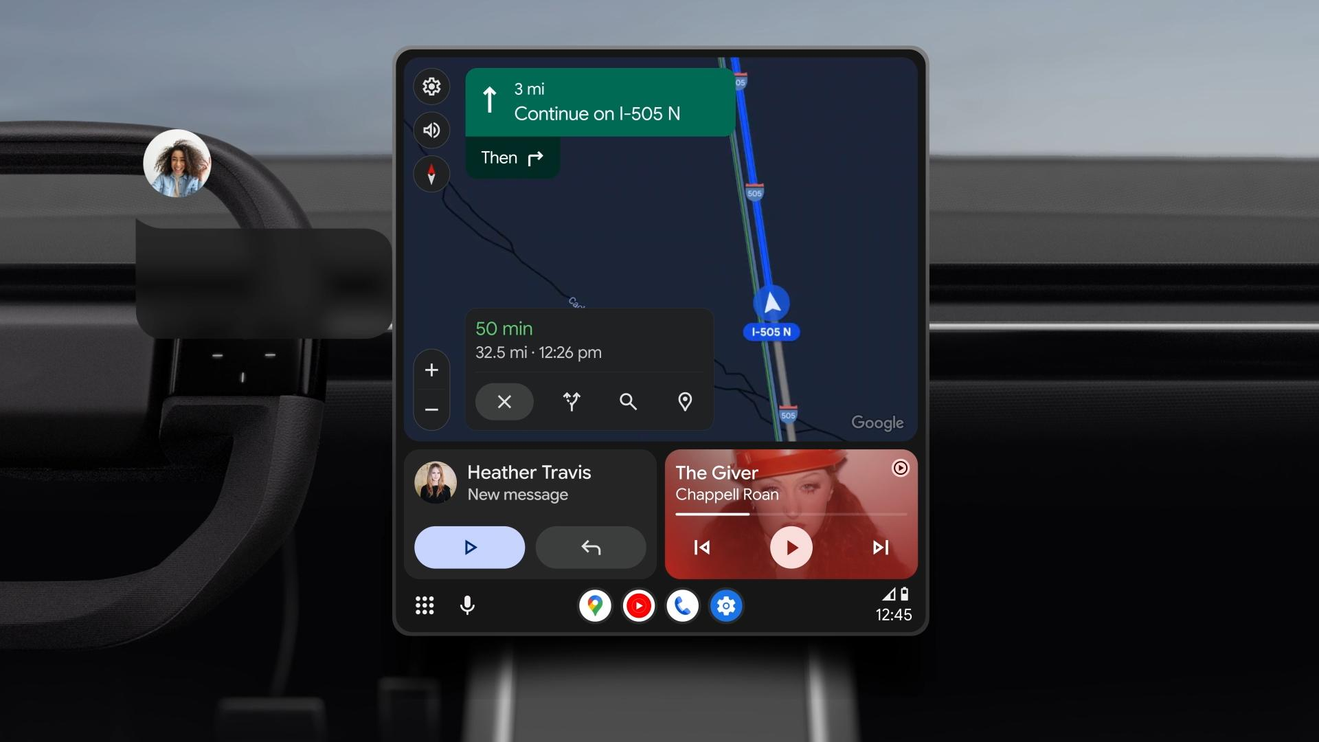 A photo showing Android Auto in the car