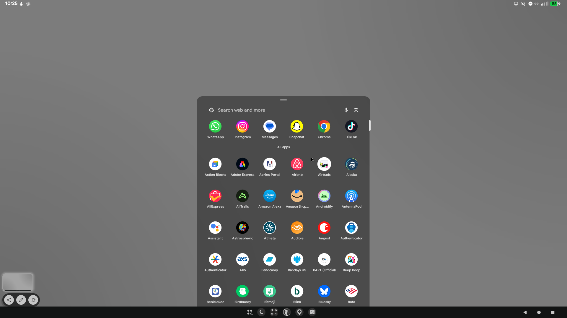 a screenshot of the desktop mode's app launcher on Android