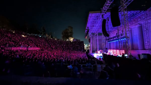 A photo of Rilo Kiley playing at the Greek Theater