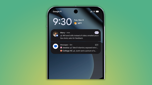 A photo showing a screenshot of notification summaries 
